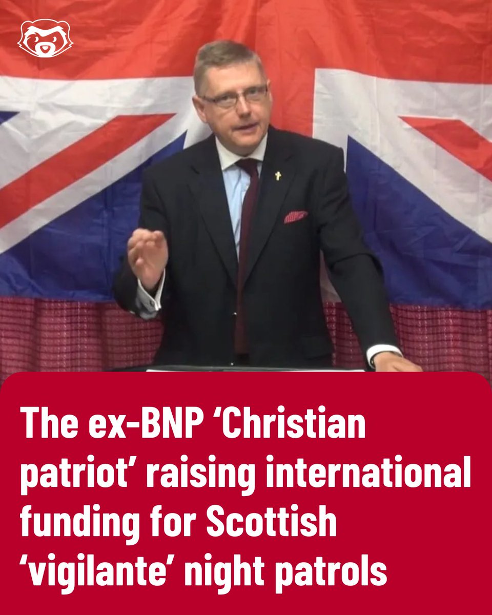 FerretScot's tweet photo. 🔴NEW: Far right group Knights Templar International, whose frontman Jim Dowson has a long history of involvement with far right groups, is now supporting Scotland’s new wave of night patrols.

Our latest: https://t.co/YrdEqmAl8V https://t.co/YBX0YXiC7e