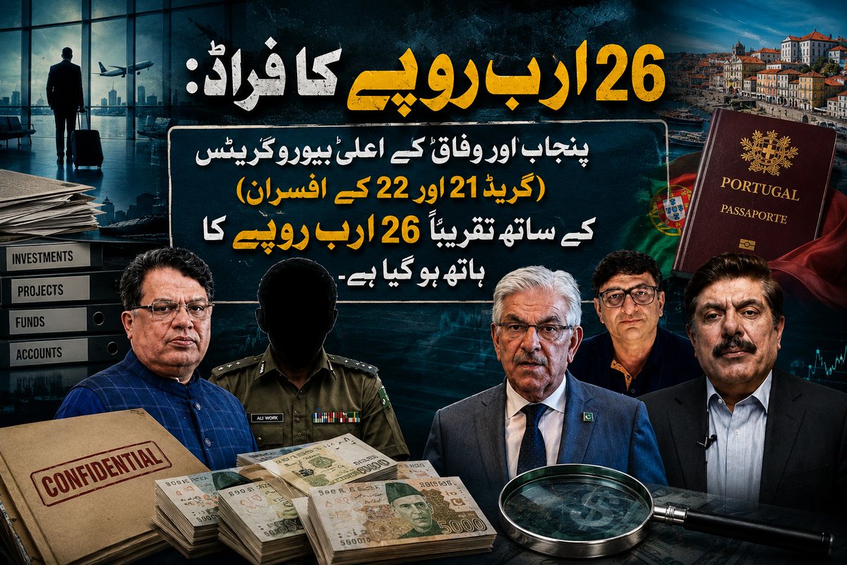 Hashhhi4's tweet photo. پنجاب اور وفاق کے اعلی بیورو کریٹس کے ساتھ تقریبا 26 ارب روپے کا فراڈ ہو گیا۔
#AliVirk #Portugal #Scam #Pakistan #Investigation
https://t.co/TsogCprV28 https://t.co/I42SmF6oyf
