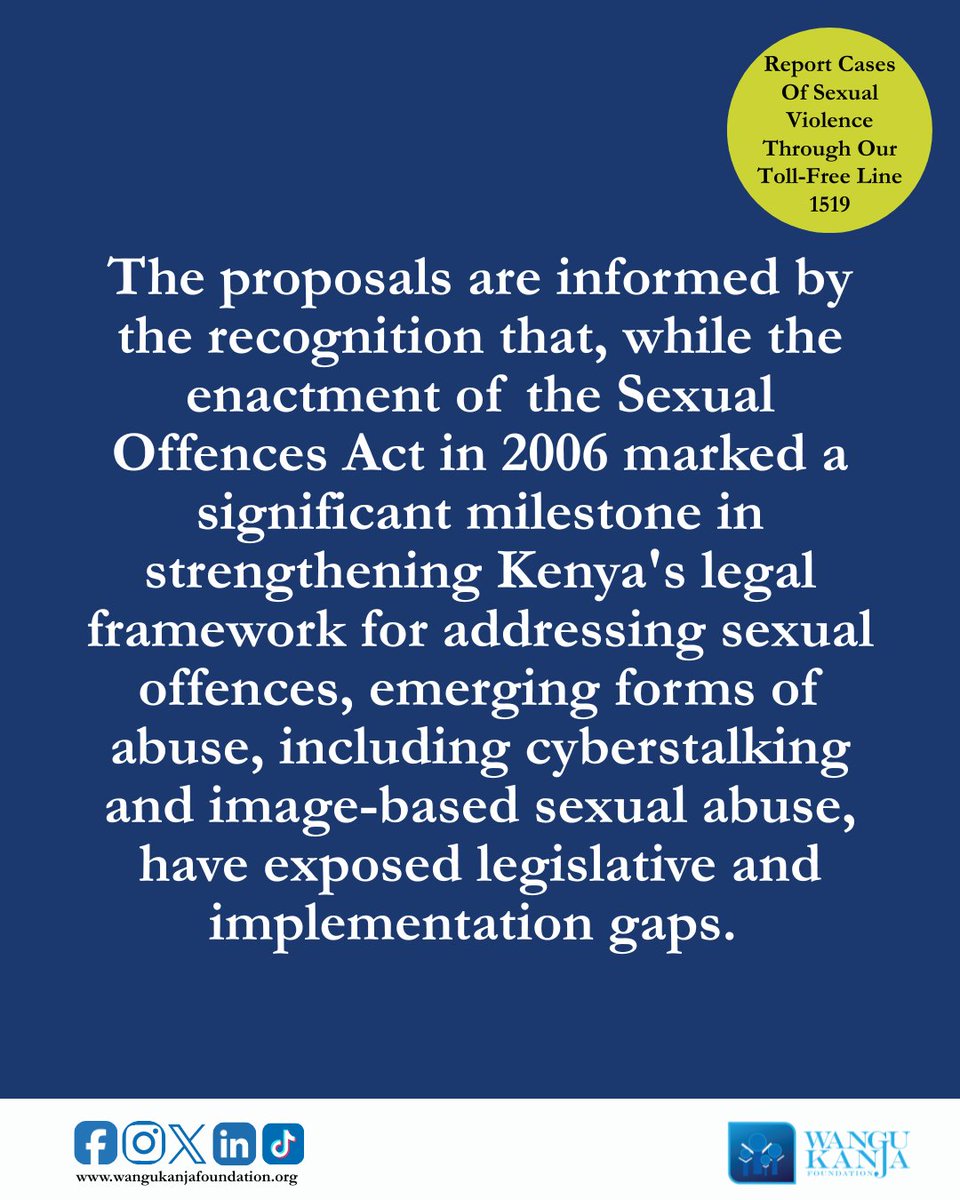 WanguKanjaF's tweet photo. The @NCAJ_KE  has adopted and approved the Sexual Offences (Amendment) Bill, 2026, introducing stronger protections against emerging forms of sexual violence.

Wangu Kanja Foundation is proud to have contributed to this milestone through our Executive Director, Lady. Dr. Wangu Kanja - OGW, a member of the NCAJ SGBV Committee on the Review of Laws and Policies on Sexual Offences and GBV. Her contribution helped ensure that survivor voices and lived experiences informed the proposed reforms.

The Bill now advances to the National Assembly's Justice and Legal Affairs Committee (JLAC), bringing Kenya one step closer to stronger survivor-centred laws and greater accountability.

#RestoringDignity
