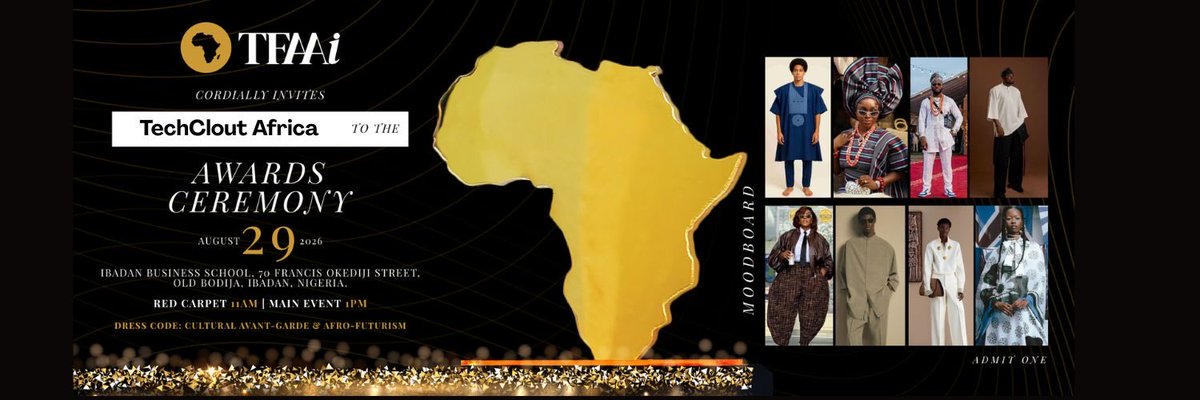 techcloutafrica's tweet photo. TechClout Africa is a media partner for the TFAAi Awards Ceremony on August 29 2026 at Ibadan Business School, Old Bodija, Ibadan.

We'll be on the ground covering the celebration of young changemakers. Stay tuned.
@tfaaindependent 

#TheFutureAwardsAfricaindependent https://t.co/g3HwTkWPDz