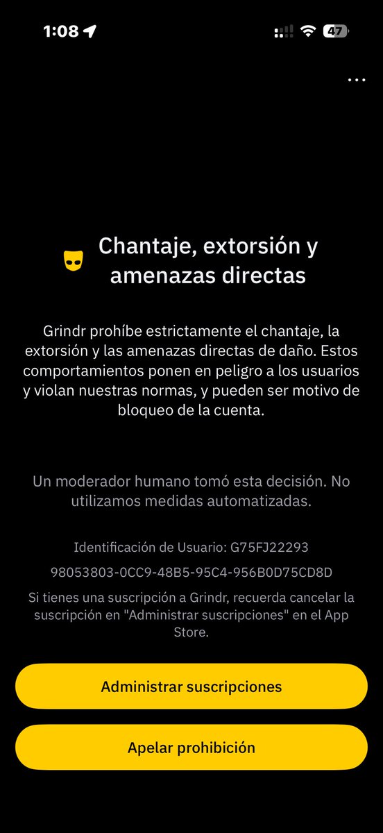 monterrey_andy's tweet photo. @Grindr @raisingcanes My account was blocked because I supposedly extorted someone, which is completely false. What can I do to unblock my account? https://t.co/tPf35x4L3h