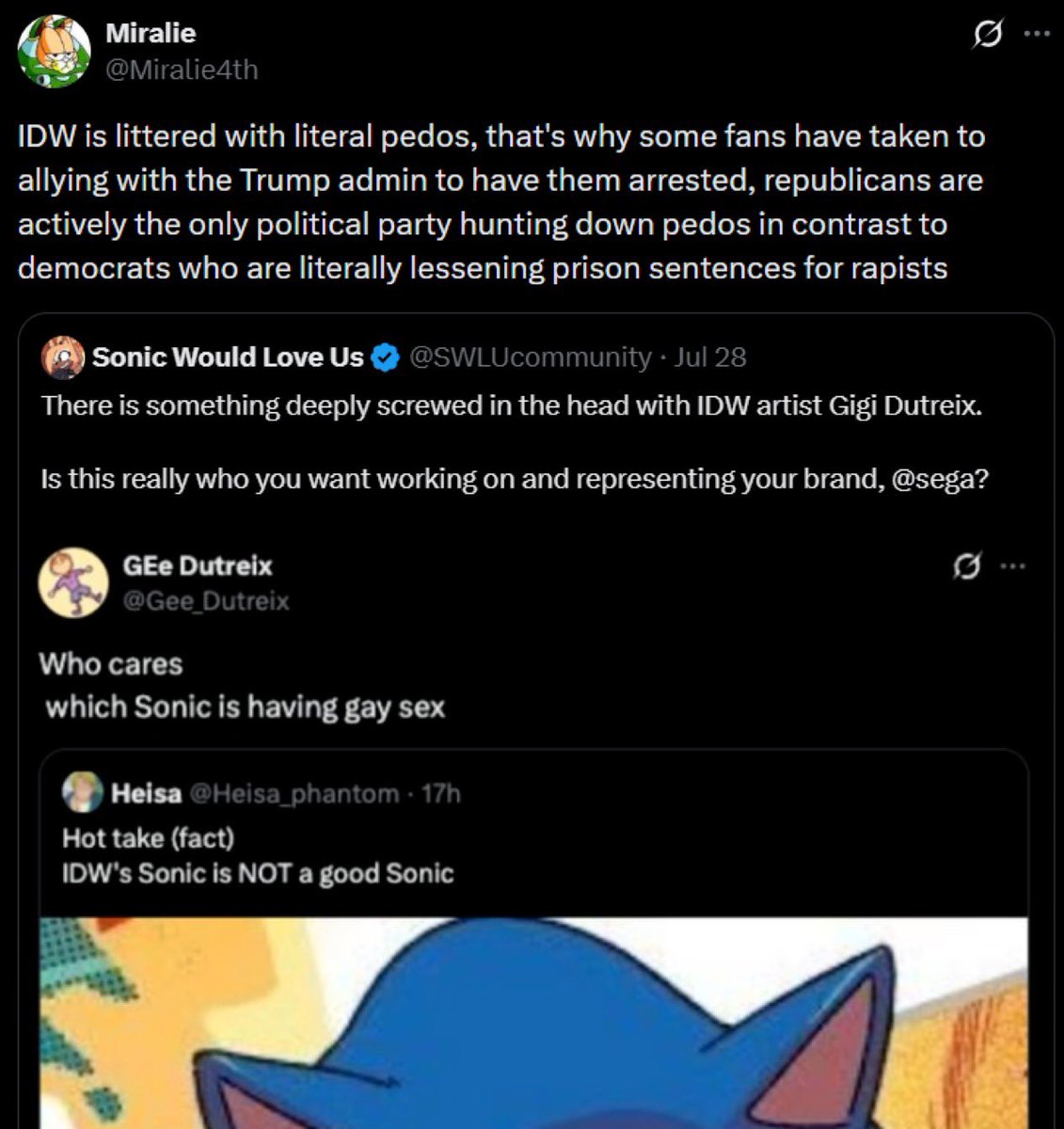 CaptainDaybreak's tweet photo. The SWLU community is full of idiots, Nazis, and pedo sympathizers. Genuinely, this loud vocal minority in the fandom has some of THE dumbest people here for ignoring the Epstein Files which mentions Trump and his actions more than the man the files were named after. https://t.co/XrQ8ZOw02o