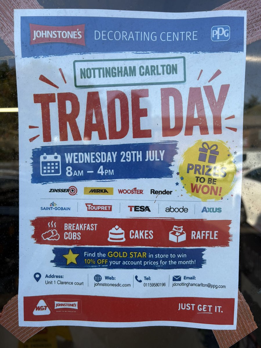 Bruce_Tor's tweet photo. @ZinsserUK have arrived at Johnstones, Carlton Road.. If your in the area why not pop down for some advice and a goody bag 😊
Whilst here why not have a bacon roll which they’re providing as well. https://t.co/0lAUFZ8PcR