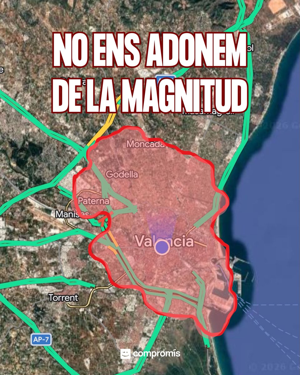 CompromisVLC's tweet photo. 🔥 Costa entendre la magnitud d'un incendi... fins que el poses sobre el mapa de la teua ciutat.

Això és el que ja ha cremat a la Vall d'Uixó.

PP i Vox retallen la prevenció, neguen el canvi climàtic i prioritzen els bous abans que protegir els nostres boscos. https://t.co/ijI9vRTqVz