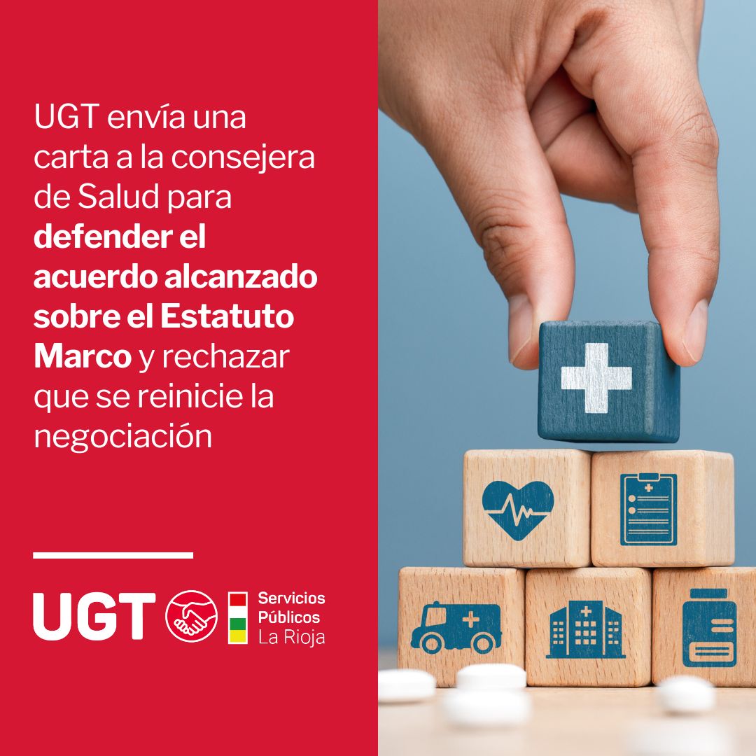 UGTSPRioja's tweet photo. 📬 UGT Servicios Públicos envía una carta a la consejera de Salud, María Martín, para defender el acuerdo alcanzado sobre el Estatuto Marco y rechazar que se reinicie la negociación.

⚕️ UGT pide al Gobierno de La Rioja no poner trabas al nuevo texto.

https://t.co/K6mxjBqtCm https://t.co/qltat5Ex3s