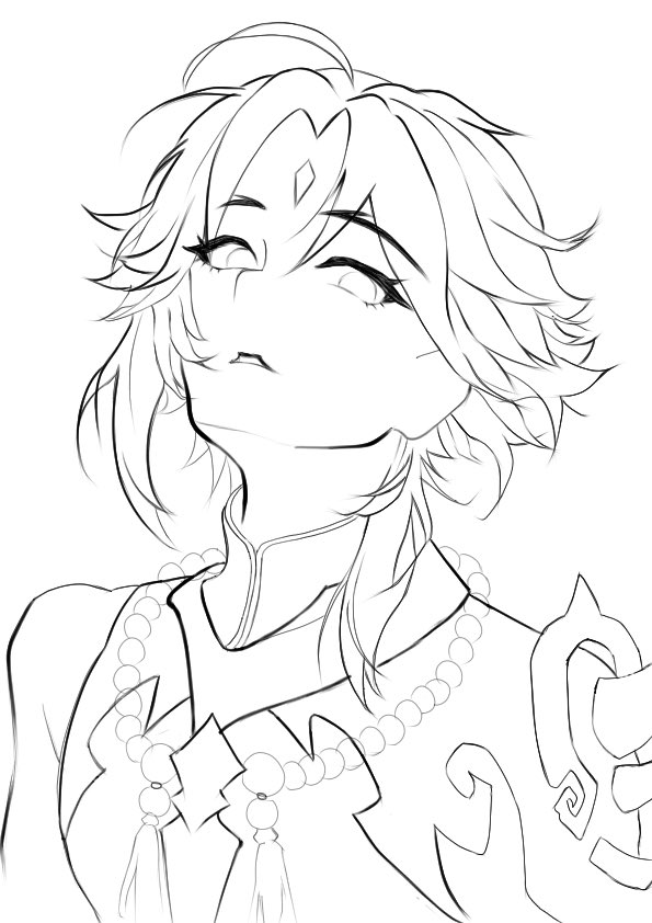 Gunashiudon0812's tweet photo. ラフから線画描くとどうしても雰囲気変わるのが悩み #イラスト #原神 #魈 https://t.co/OcmXKHoQYb