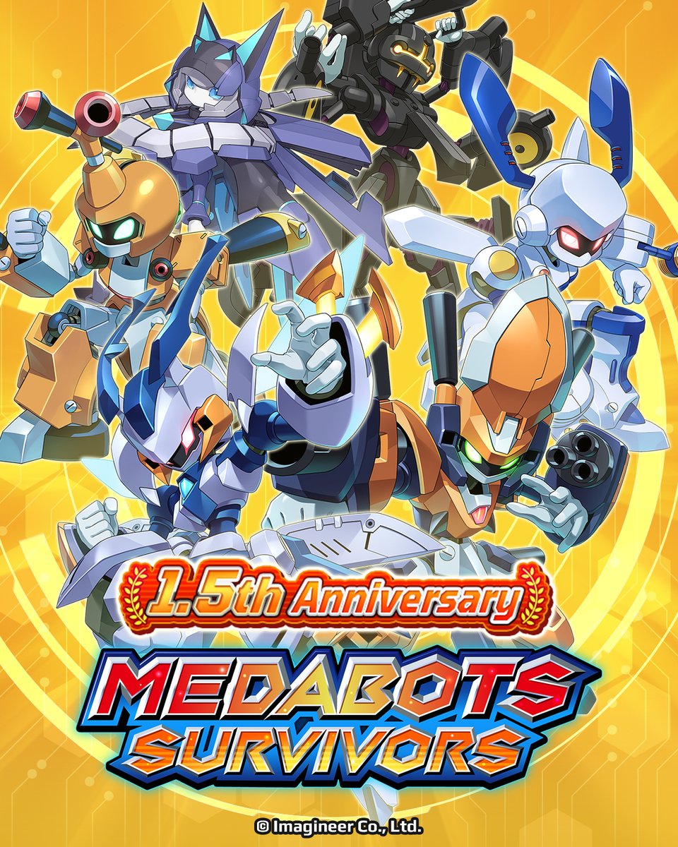 medarot_sv's tweet photo. Medabots Survivors 1.5th Anniversary!
Saikachi &amp; Roks arrive! Medachange is here!
Get 3,000 free Diamonds!