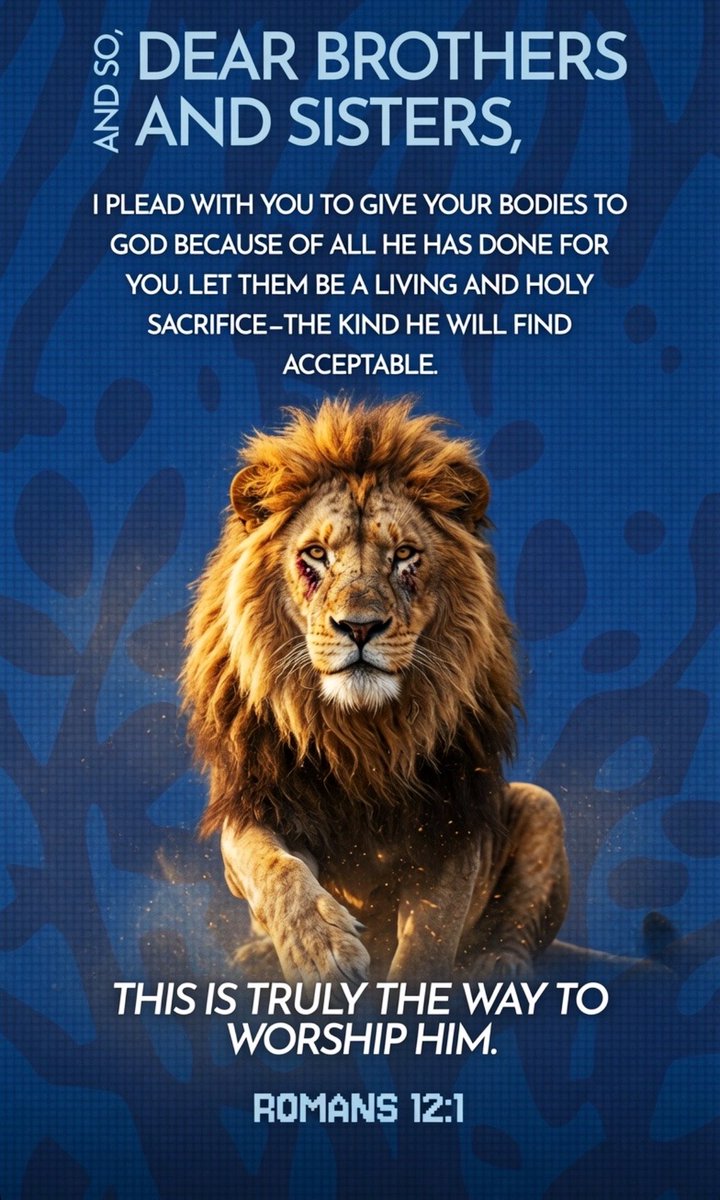 TimeLoop88's tweet photo. “Beloved friends, what should be our proper response to God’s marvelous mercies? To surrender yourselves to God to be his sacred, living sacrifices. And live in holiness, experiencing all that delights his heart. For this becomes your genuine expression of worship.”
Romans 12:1🎁 https://t.co/uXtQlVepla
