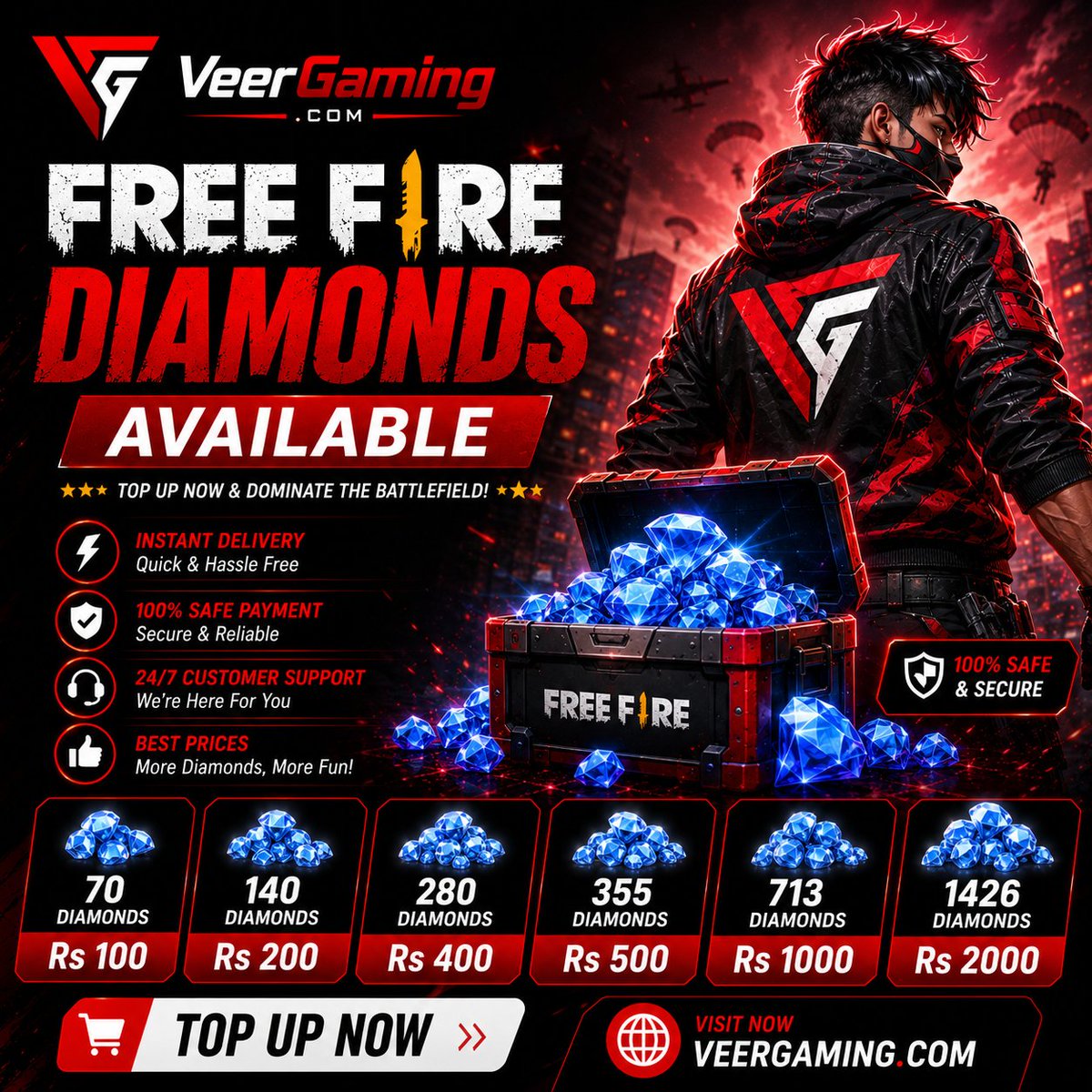 VeerGamingcom's tweet photo. 💎 Top up your Free Fire Diamonds instantly at https://t.co/Fo7IDtZsf4 with fast delivery, secure payments, and the best prices.

🔗 https://t.co/vjTod3oFaZ

#FreeFire #FreeFireDiamonds #FFTopUp #GarenaFreeFire  #VeerGaming #GameTopUp #Booyah #FreeFirePK #WakGaming #FFMax https://t.co/QZeHgz0RUx