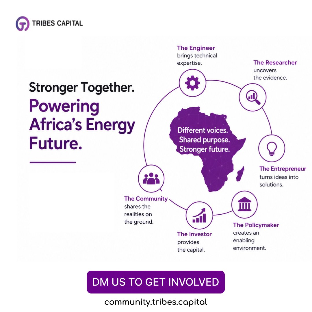 tribescapital's tweet photo. Africa's energy future won't be built by one brilliant mind—it will be built through collaboration.🤝

Engineer, researcher, founder, investor, student, policymaker, and energy professional has a role to play

💬Comment "JOIN" 

Explore at: https://t.co/5JS4pzxeEa

#TribesCapital https://t.co/bdBzIIbIJa