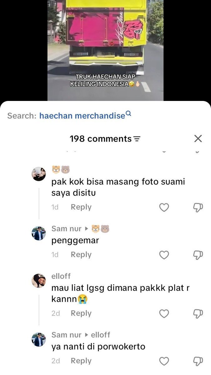 soleilnahceah's tweet photo. Beneran ternyata truknya punya si bapak ini??? 😭😭😭 Ga cukup nama haechan dijadiin plat nomer, ternyata diabadikan di truk juga, keren dah 😭 https://t.co/Gv2T8kwkqf