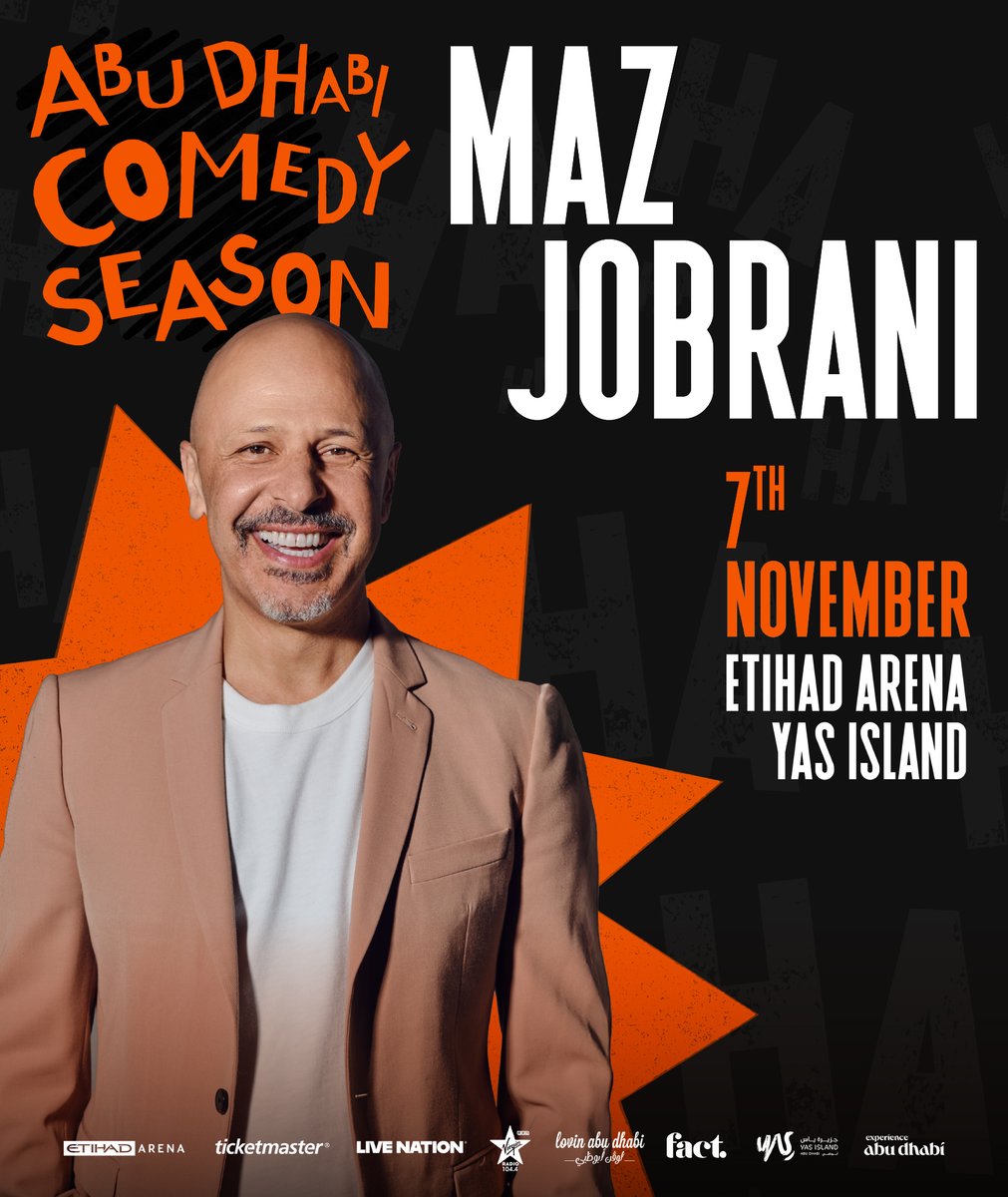 ADComedySeason's tweet photo. You’ve waited long enough. Tickets are officially on sale for @MazJobrani 😮‍💨

📆 7 November

Secure your spot now via https://t.co/dgdClU5txg

#ADComedySeason #ComedyCapital #InAbuDhabi https://t.co/H3MqoT1iNm
