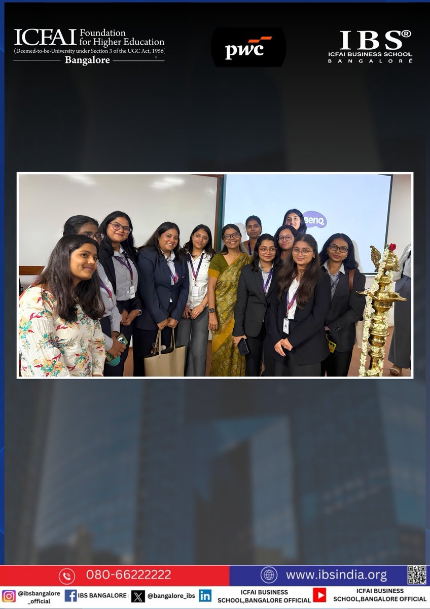 bangalore_ibs's tweet photo. IBS Bangalore was thrilled to attend the PwC Empowering Women Forum at Alliance University. Thanks to Ms. Barsha Sanyal &amp; Mr. Rahul Bhatia for sharing their leadership journey &amp; insights into PwC's work culture, roles, &amp; teamwork. 💡✨ 

#IBSBangalore #PwC #ICFAI #IFHE #MBA https://t.co/j0ogvqNfKj