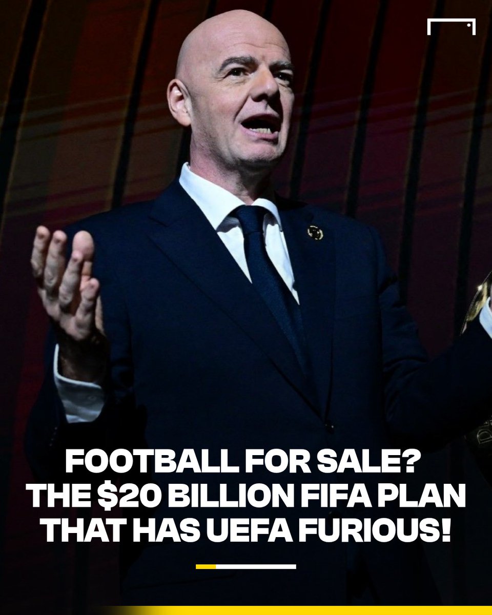 goal's tweet photo. Gianni Infantino is exploring a massive plan to sell minority stakes in FIFA's tournament commercial rights to private investors 🚨💸

Read more 🔗 https://t.co/0QxjsDBKe6 https://t.co/CDdBbQ67gt