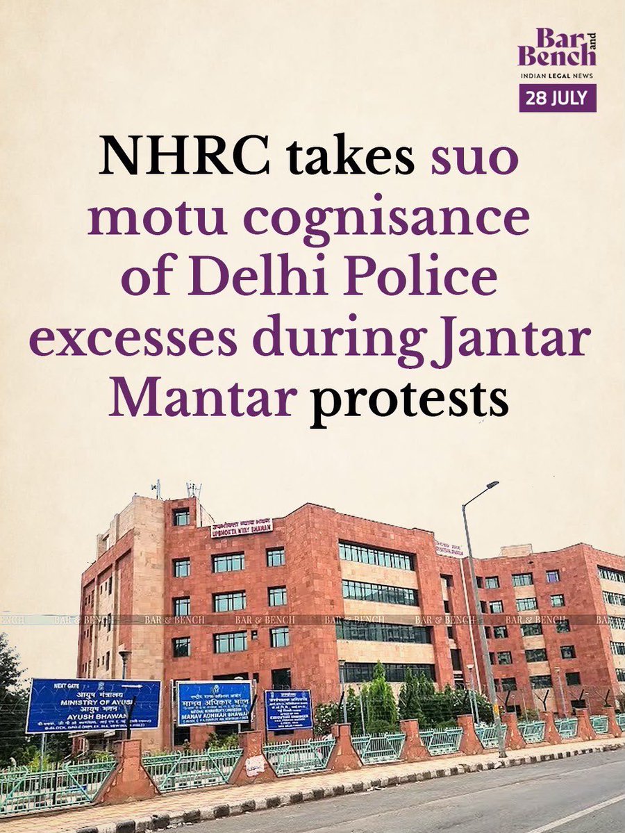 Warriormomsin's tweet photo. Our children, women and youth already breathe some of the most polluted air in the world. Their lungs should not have to endure another assault through the reported use of tear gas without warnings and that too allegedly expired.
We welcome the @India_NHRC’s suo motu cognisance of the alleged excesses by Delhi Police during the Jantar Mantar protests and acknowledge the registration of Complaint No. 2125/30/0/2026 (Bhavreen Kandhari & Others).

For a city battling a public health crisis due to toxic air, the reported deployment of expired chemical munitions against peaceful protesters; many of them students and young people, is deeply disturbing. If established, it demands not only an independent investigation but accountability for every official responsible.

The right to protest peacefully and the right to breathe clean air are both protected under Article 21 of the Constitution. Neither can be compromised.

We mothers will continue to stand for justice, transparency and policies that put the health and future of our children first💙

@CPCB_OFFICIAL @CAQM_Official @MoHFW_INDIA