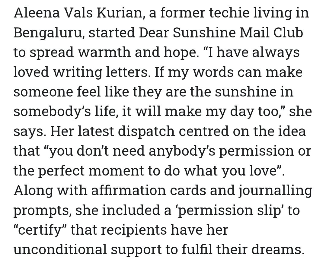 AleenaVals's tweet photo. Dear Sunshine Mail Club got featured in @deccanherald  last week🌻
Grateful to everyone who’s been part of this community from the beginning ❤️ https://t.co/1ySx5rM4Yt