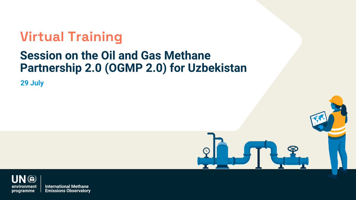 MethaneData's tweet photo. 🛠️ Happening today: training government and industry stakeholders in Uzbekistan on @UNEP's #OGMP 2.0, the world's leading measurement-based reporting framework for methane emissions in the oil and gas sector 

Learn more: https://t.co/JALrFHlM9j https://t.co/YytmZspVmb