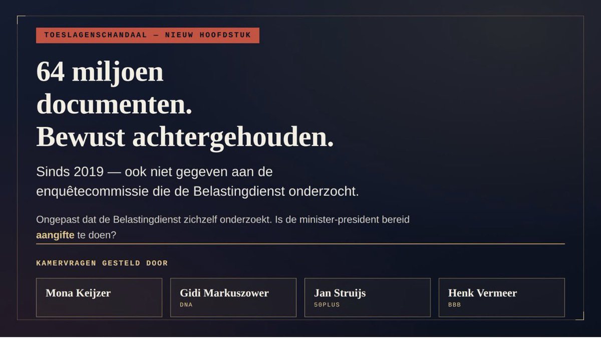 GidiMarkuszower's tweet photo. Ambtenaren bij de Belastingdienst hielden informatie achter voor een parlementaire enquêtecommissie. Dat is geen foutje — dat is een falende rechtsstaat.

Samen met @JanStruijs, @henkvermeer en @MonaKeijzer  schriftelijke vragen gesteld.

https://t.co/KdTKbpdqQe https://t.co/S7U8DiWDVA