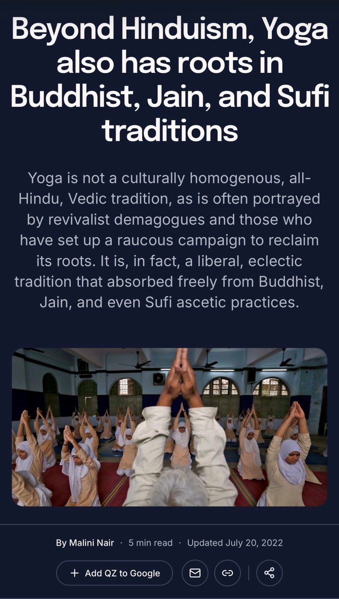 chubbybirbster's tweet photo. This Naropa University on instagram claims that yoga does not come from Hinduism, but from Buddhism &amp; Sufism. They've been called out by @/keetabi_keeda, do check his account out. I wanted to know why they made such claim and I came across this article on quiz &amp; scroll(.)in https://t.co/PRhW9hgXnl