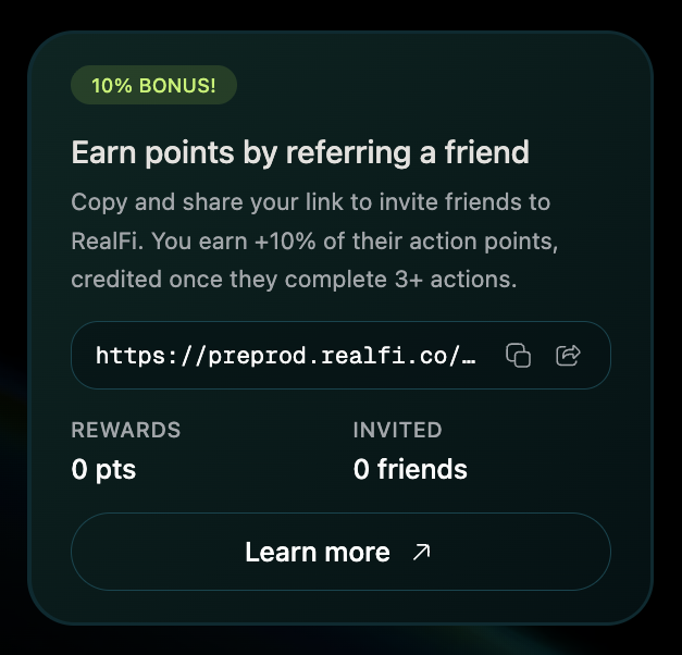 realfi_co's tweet photo. The RealFi Testnet is live and gaining momentum!

The best way to explore the dApp is together – invite your friends, rally your fellow ecosystem explorers, and join the journey as we build and test the future of RealFi. 

https://t.co/MCpuIBvVa4