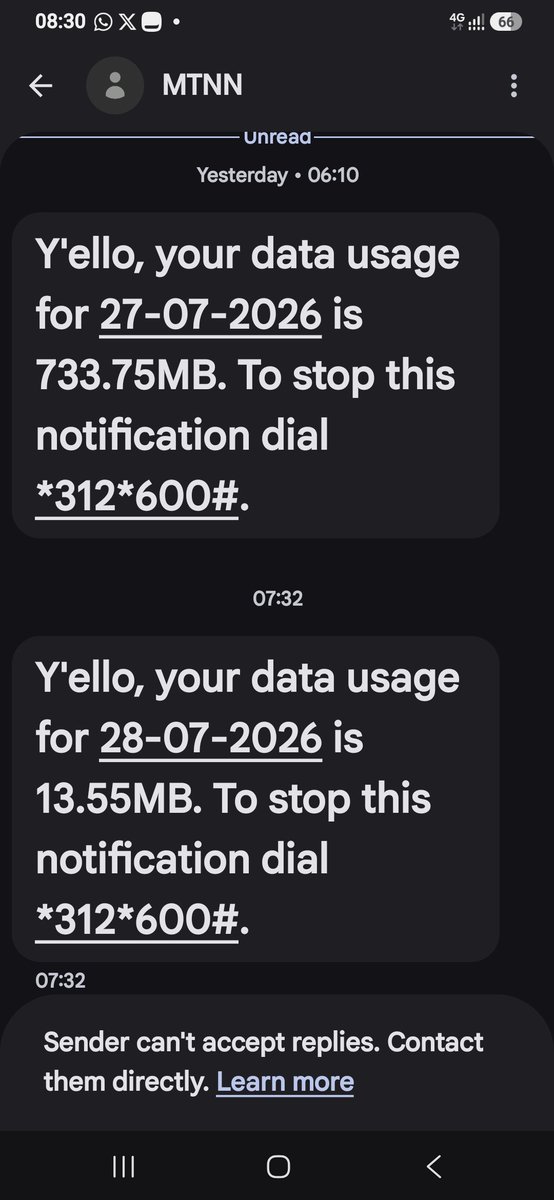 olabodeibrahim3's tweet photo. @MTN180
@MTNNG 
For two days now I have switch my mobile data to @GloWorld yet am get data usage report daily. Please I need explanation. https://t.co/sz98DI0PrL