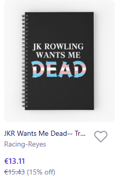 avatar_tor's tweet photo. @redbubble why do you have on your online shop website these items? No more false and potentially dangerous information, thank you
#JKR https://t.co/tNmtLWBdA6
