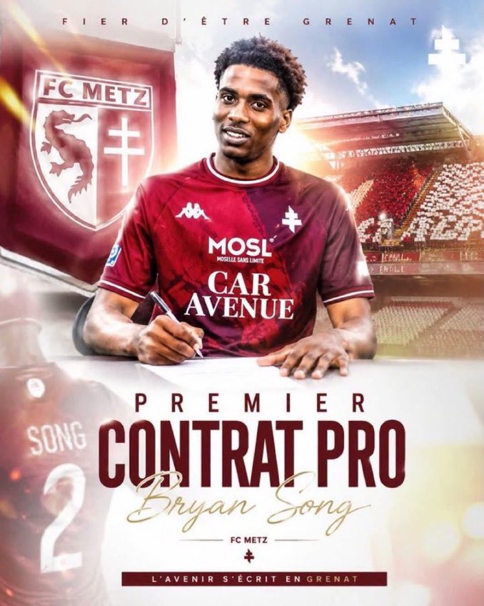lataniere237's tweet photo. ✍️🇨🇲 Bryan Song passe un cap !

Le défenseur camerounais U23 de 19 ans, fils de la légende Rigobert Song, a signé son premier contrat professionnel avec le FC Metz. https://t.co/ENAQCzt3x4