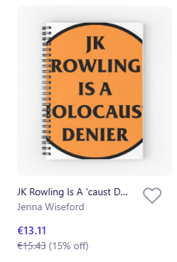avatar_tor's tweet photo. @redbubble why do you have on your online shop website these items? No more false and potentially dangerous information, thank you
#JKR https://t.co/tNmtLWBdA6