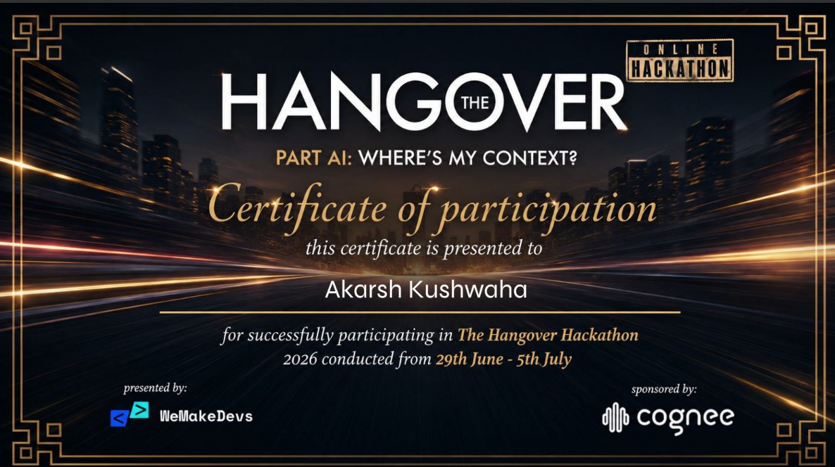 kush24371's tweet photo. got my certificate for the @WeMakeDevs  x @cognee_   Hackathon 🎉 https://t.co/eOfhnMIZnd