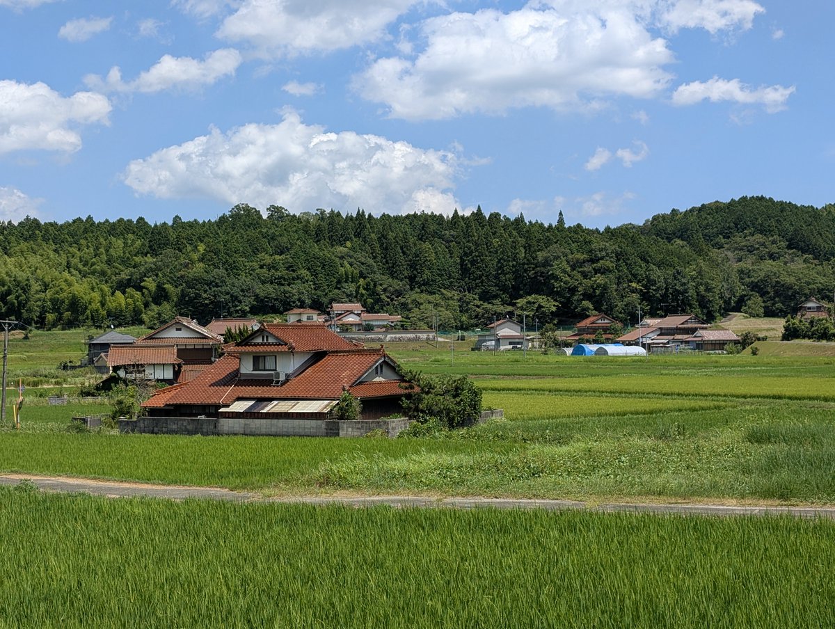 hixaca7's tweet photo. 中国地方の山間部、どこ行っても赤い石州瓦が印象的な田園風景が広がっていて良い https://t.co/BICftdAoHH