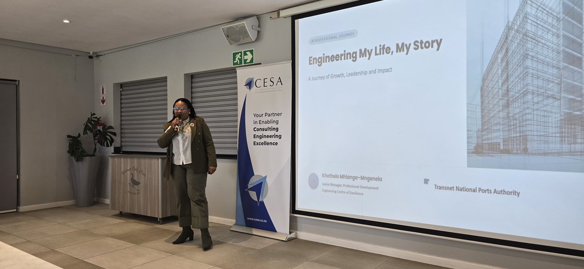 CESA_YPs's tweet photo. We're pleased to welcome Khethelo Mhlanga-Mngenela, Senior Manager: Professional Development, Infrastructure Department from Transnet National Ports Authority, to our Eastern Cape Young Professionals Leadership Seminar.
#CESAEasternCape #EngineeringExcellence #YoungProfessionals https://t.co/PxGZAKWY1s