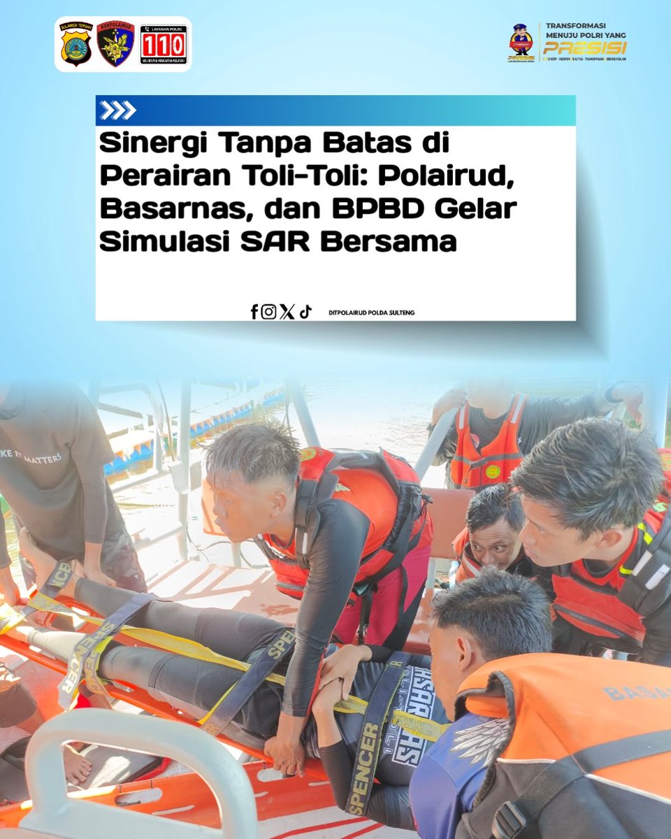 polairsulteng's tweet photo. Sinergi Tanpa Batas di Perairan Toli-Toli: Polairud, Basarnas, dan BPBD Gelar Simulasi SAR Bersama https://t.co/xmo9LfEzmv