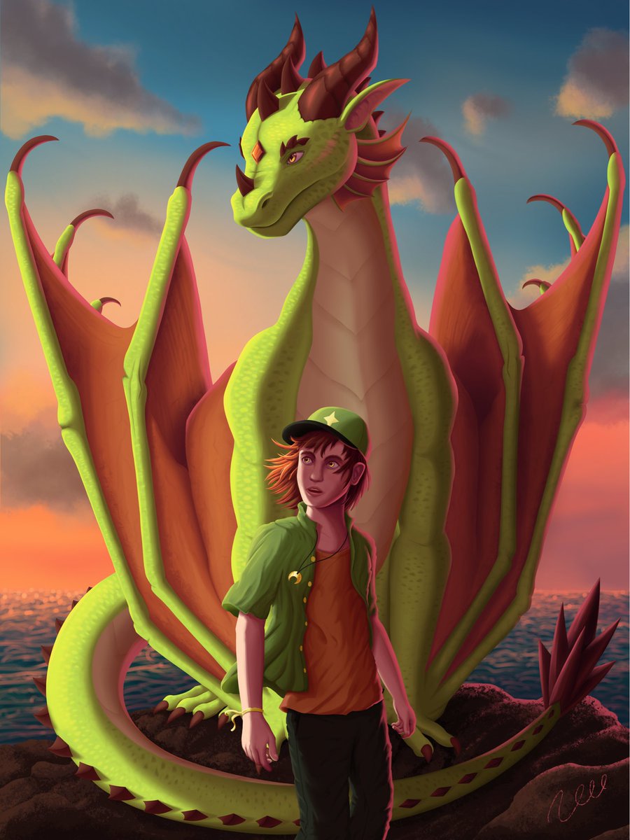 the_ice_nova's tweet photo. “Sometimes it feels like you are split in two, but both parts of you are looking in the same direction as one.” 

It’s been a while since I’ve posted anything here, so have this recent digital painting I did !

#drawing #dragon #wyvern #sunrise #dragonart https://t.co/wSn4SybQEJ