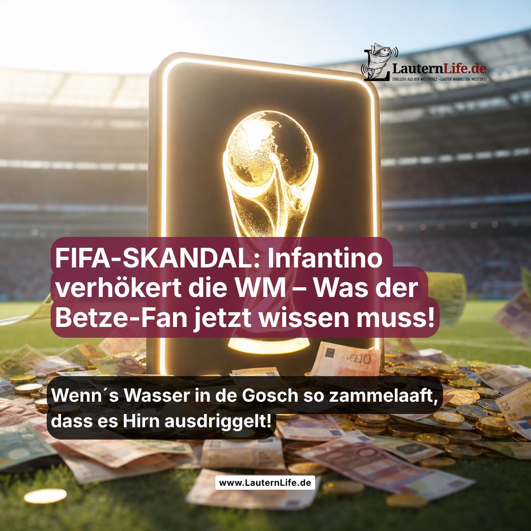 LauternLife's tweet photo. Wenn´s Wasser in de Gosch so zammelaaft, dass es Hirn ausdriggelt! Was läuft da beim FIFA-Skandal? Hol dir die Infos! 🔍⚽️ https://t.co/HGYCpzDPF7 #FIFA #LauternLife #Kaiserslautern #Lautre #1.FCK #Betze #Satire

👉 https://t.co/8JuGtFRz6p https://t.co/antFWAHSz3