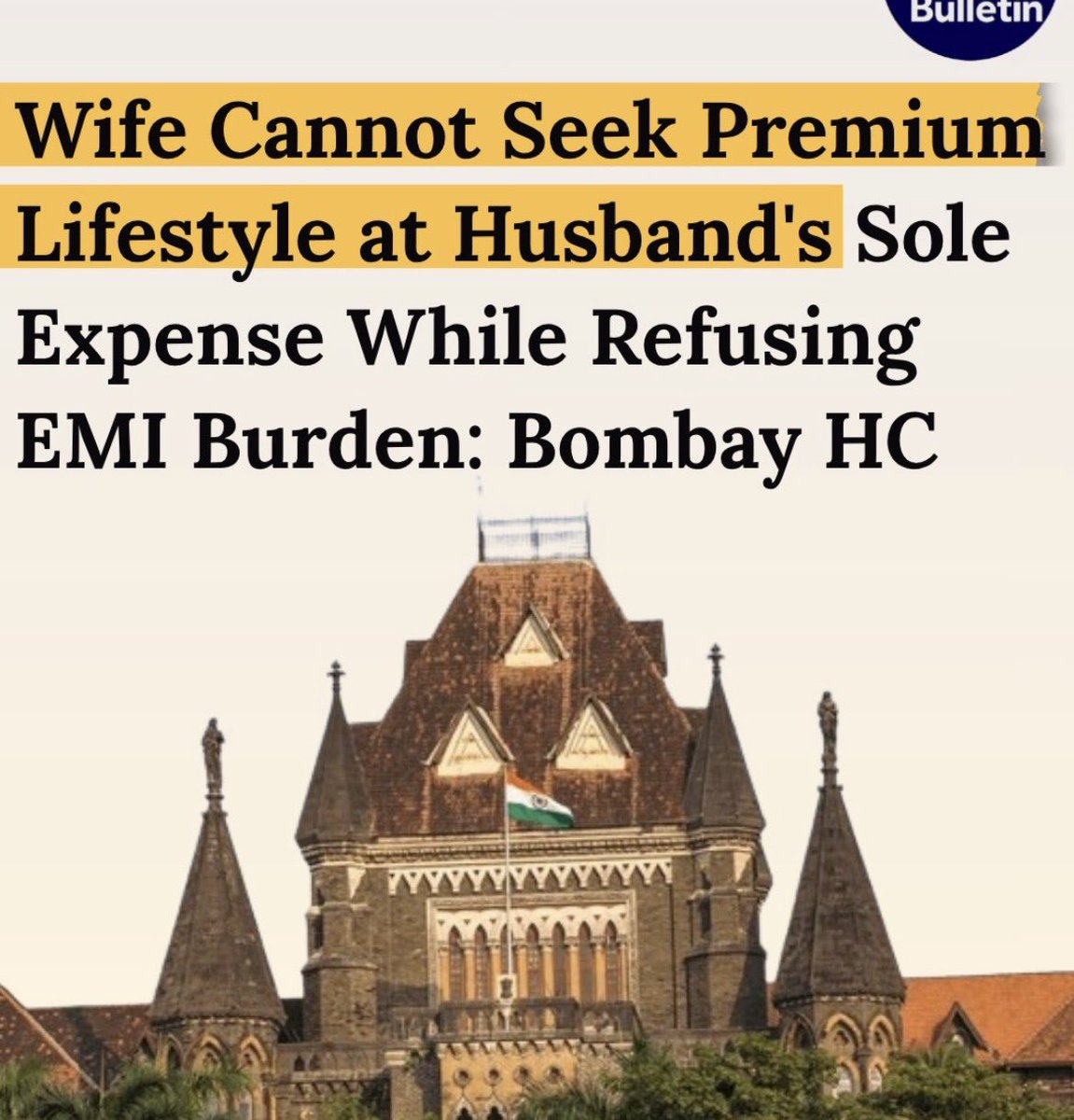 SamSiff's tweet photo. Bombay High Court has made an important observation.

If both husband and wife are earning, then financial responsibilities cannot automatically be shifted only onto the husband.

A spouse cannot insist on enjoying a premium lifestyle solely at the husband’s expense while refusing to share the burden of EMIs or other financial obligations.

Marriage is a partnership, not a one-sided financial arrangement.

Courts are increasingly emphasizing that rights should be accompanied by responsibilities, and the earning capacity and financial contribution of both spouses are relevant while deciding maintenance and other matrimonial disputes.

This is a welcome reminder that equality is not just about claiming benefits—it also means sharing responsibilities.