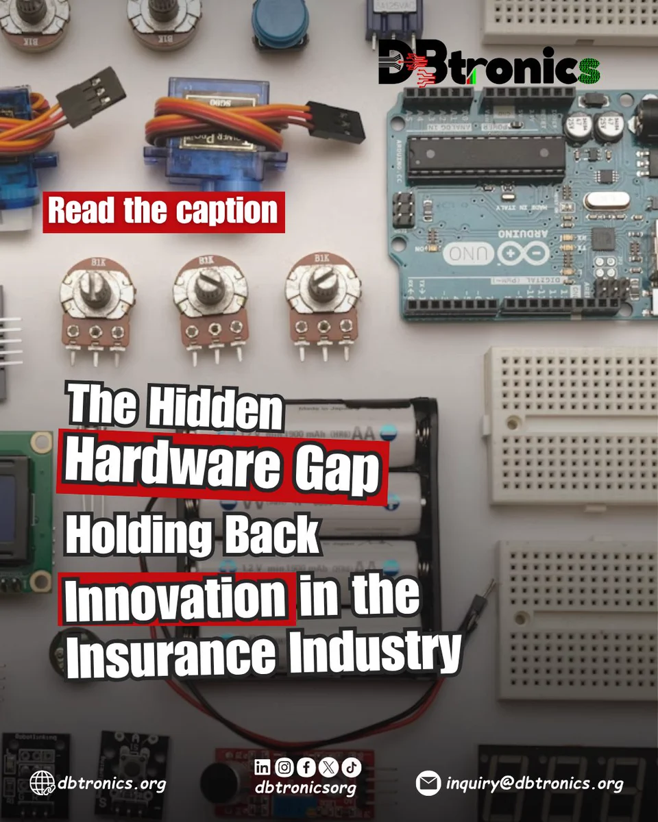 A social media post by dbtronics.org in which they're talking about The Hidden Hardware Gap Holding Back Innovation in the Insurance Industry.