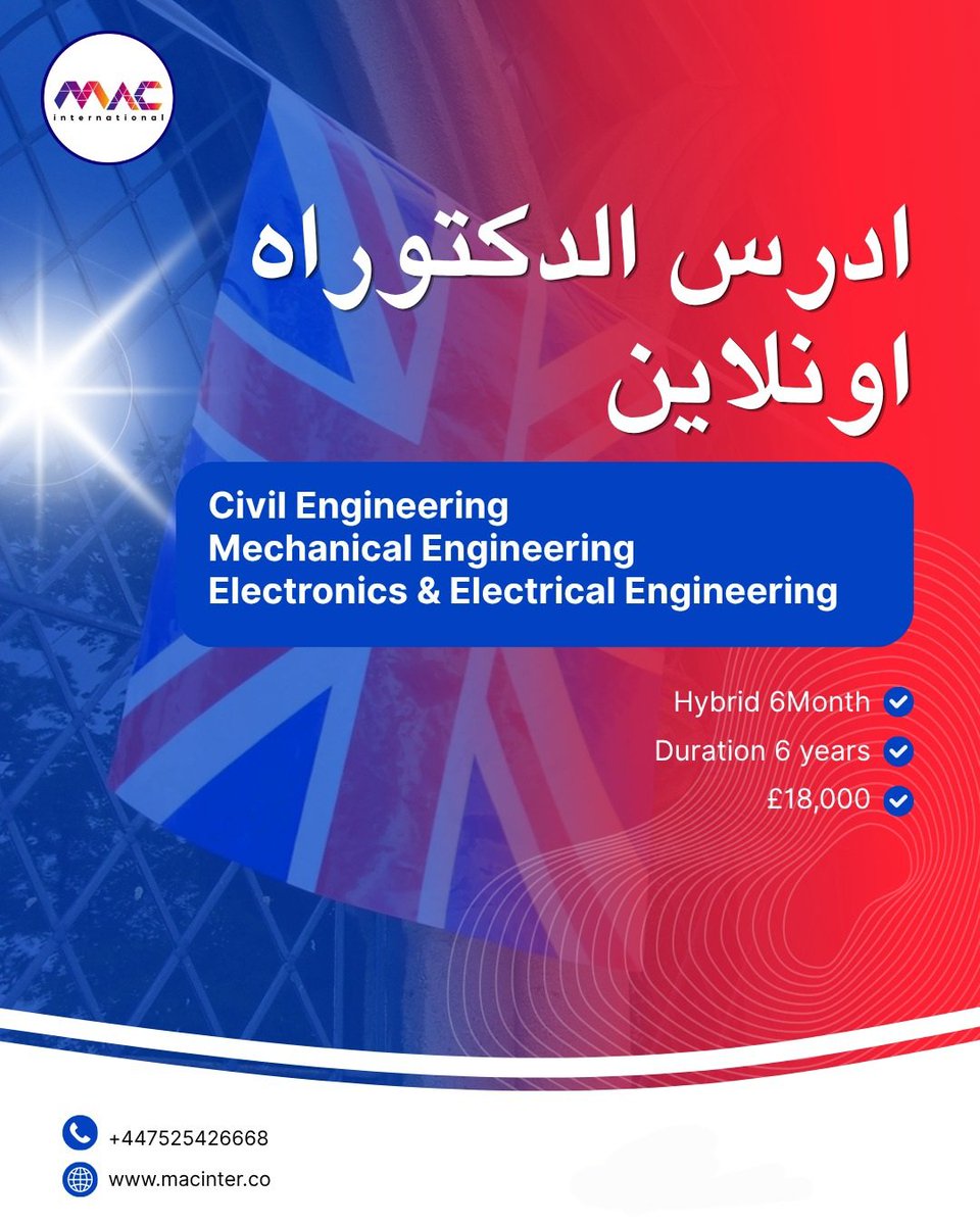 HNattouf's tweet photo. � ضع مستقبلك مع MAC International! ✨

سواء كنت تطمح لدراسة اللغة الإنجليزية أو الحصول على قبول في البكالوريوس، الماجستير، أو الدكتوراه، فإن مستشارينا سيرافقونك خطوة بخطوة حتى تحقق هدفك.

📩 ابدأ رحلتك التعليمية اليوم وسجّل الآن:
https://t.co/meg2fi2eDu

#الطلاب_العرب #ابتعاث https://t.co/i6YeWGH65H