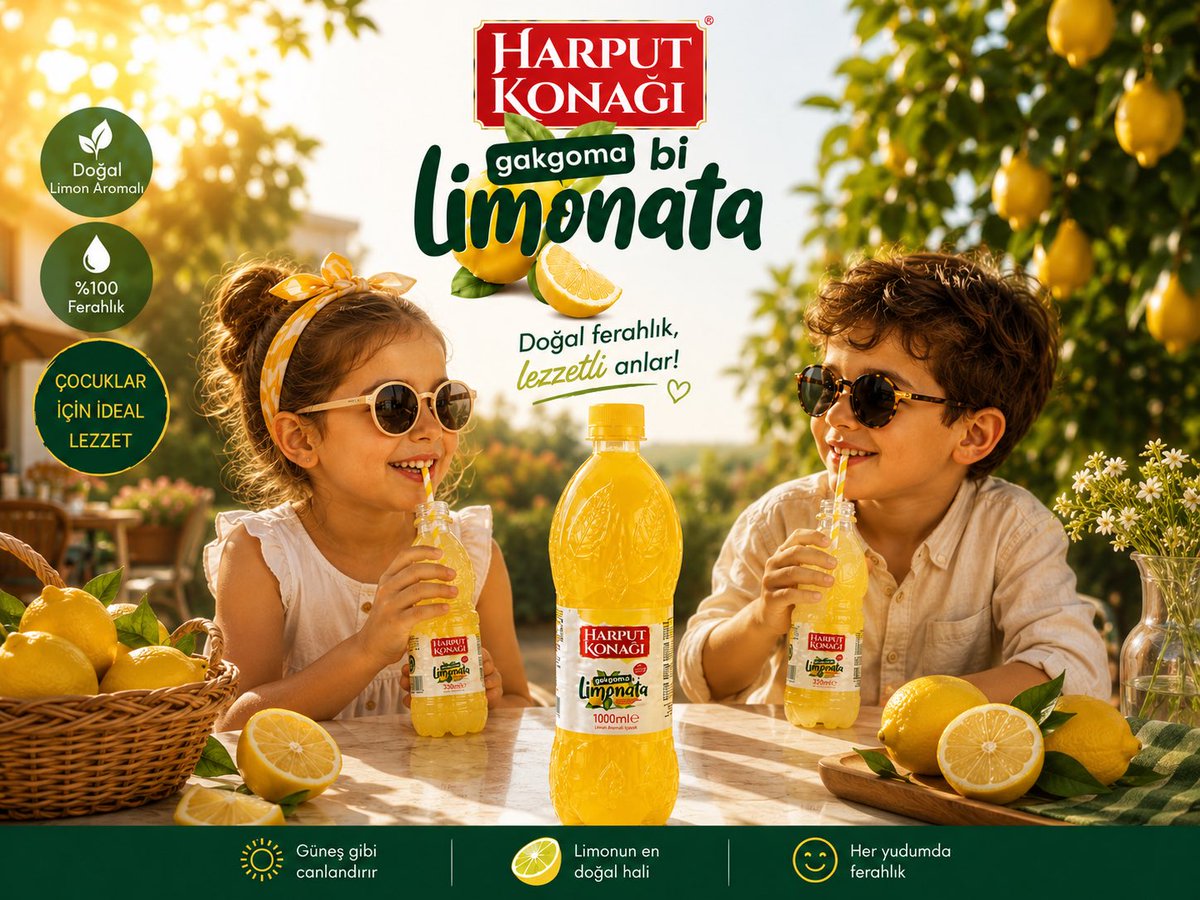 HarputKonagi's tweet photo. Harput Konağı Gakgoma Bi Limonata ile yazın serinliğini çocukların neşesiyle buluşturuyoruz. Ailece paylaşacağınız doğal lezzet, şimdi 330 ml ve 1000 ml seçenekleriyle sizlerle! 🌞🍋

#HarputKonağı #GakgomaBiLimonata #Limonata #DoğalFerahlık #YazınLezzeti #Serinlik #LimonSeverler https://t.co/16ANYKg33Y