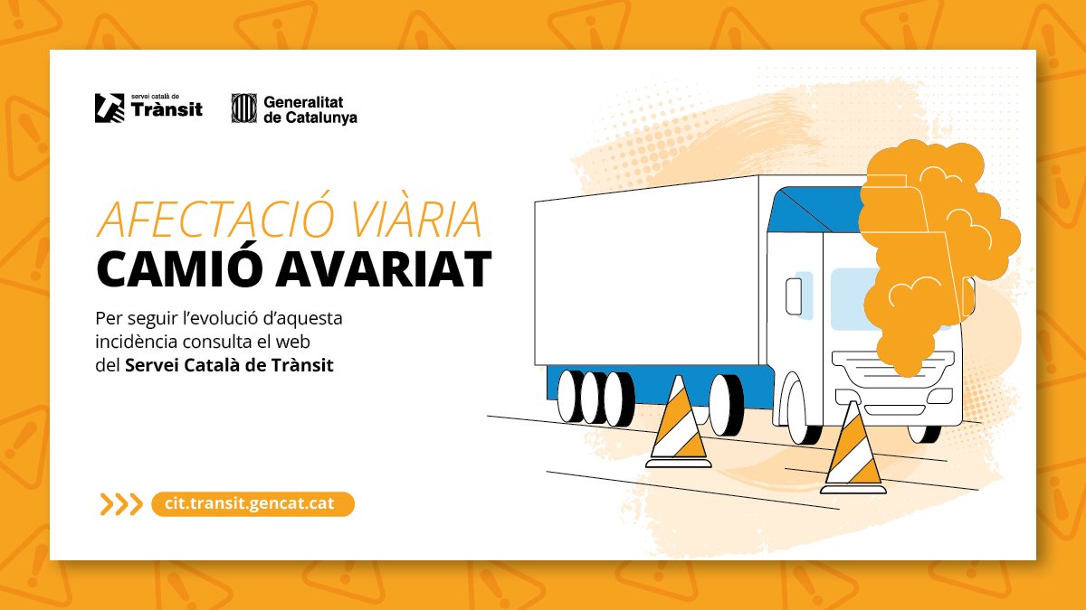 transit's tweet photo. 🟡 L’#avaria d’un camió a l’AP-7, al Papiol, en sentit Girona, talla un carril. Circuleu amb cautela https://t.co/pKMfG723pi