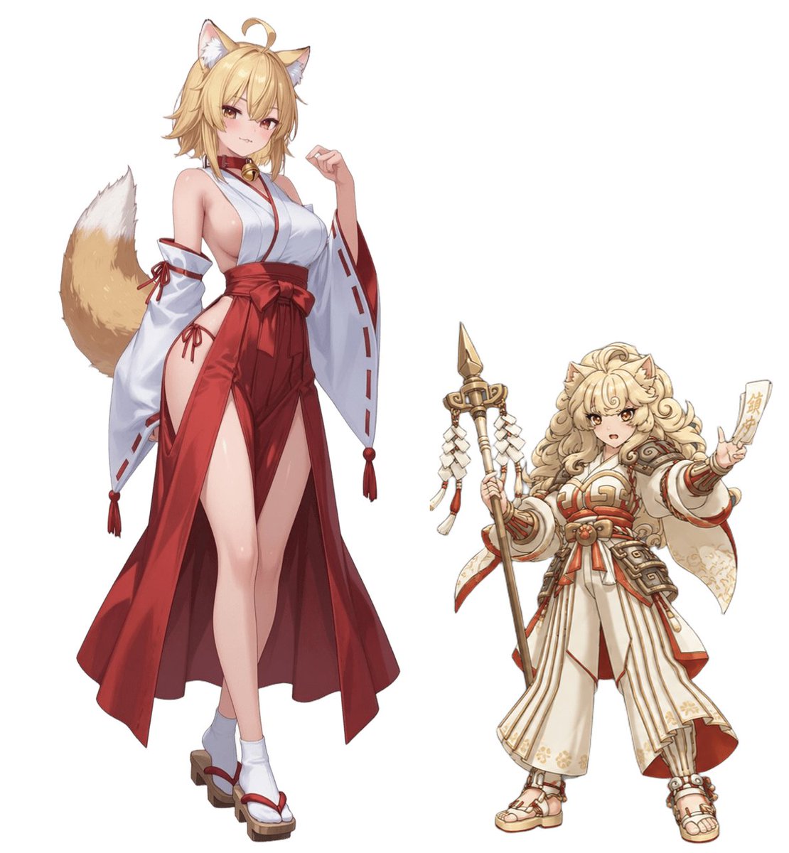 YokaiIdle's tweet photo. Another Yokai Change: left is the AI version; right is just coloured in using AI to see what it would look like, based on the artist's sketch for Yokai Idle. https://t.co/0GtrlRz4ZI