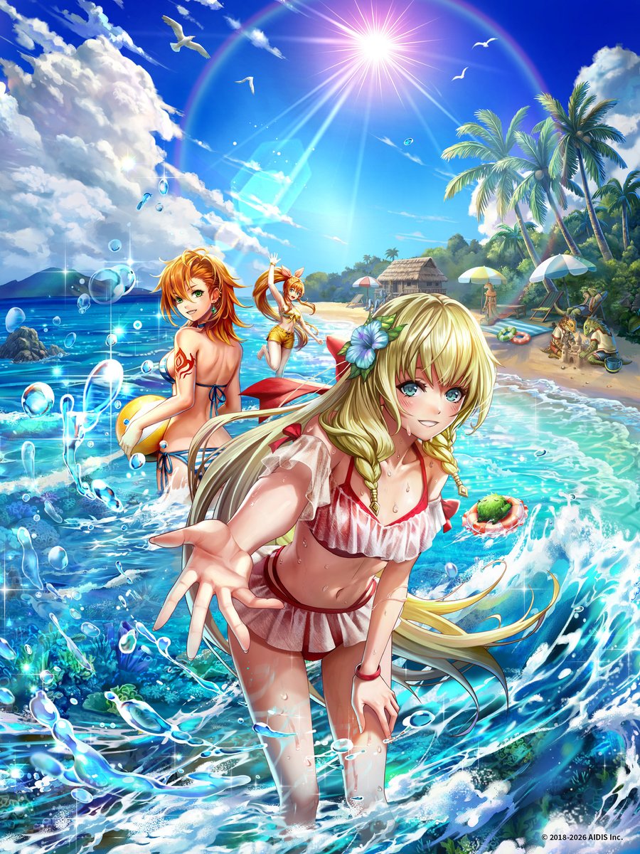 lastcloudia's tweet photo. 2026年夏の特別キービジュアルをご紹介します✨
ユニットの水着姿が…👀

アプリのタイトル画面にもなっておりますので、ログインしてチェックしてみてください！
#ラストクラウディア #ラスクラ https://t.co/SOpIhgbOi2