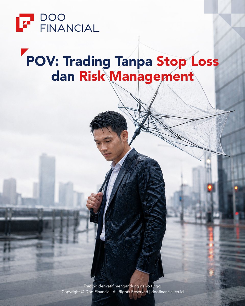 Doofinancial_ID's tweet photo. Trading tanpa stop loss dan risk management itu seperti keluar saat hujan deras tanpa perlindungan. Cepat atau lambat, kamu bisa terkena dampaknya. 🌧️

Sebelum membuka posisi, tentukan batas risiko kamu terlebih dahulu.

#DooFinancial #StopLoss #RiskManagement #TradingTips https://t.co/MAi3qlUB3Z