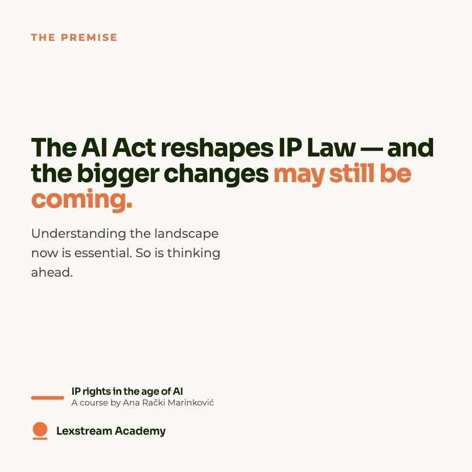 lexstream_ai's tweet photo. Copyright built for humans is now being tested by machines.

The EU AI Act may change the rules of the game.

Ana Rački Marinković explains what comes next.

Now live: https://t.co/hLe5Ek94kh 

#IPLaw #EUAIAct #AICopyright https://t.co/AppiuEJLyt