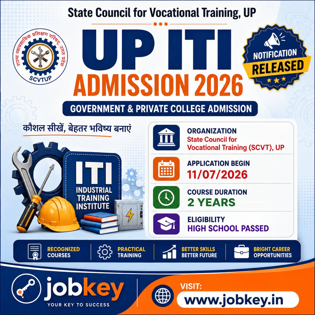 Jobkeyofficial's tweet photo. jobkey- UP SCVTUP ITI Admission 2026 Online Form.

#jobkey #upadmission #admission #job #jobs #exam #recruitment #vacancy #nauakri #iti https://t.co/OIKNyY5gwo