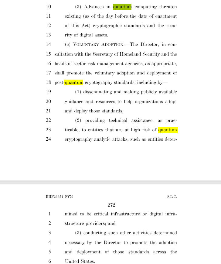 PQCxBlockchain's tweet photo. The provisions regarding post-quantum cryptography in the CLARITY Act. https://t.co/nWo1BFKAfQ