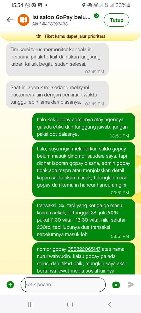 Inyz_z's tweet photo. @gopayindonesia @GrabID @gojekindonesia Bagaimana nih @gopayindonesia @gojekindonesia dari kemarin lu yang paling rese di aantara ovo, atau dana. Jadi curiga kalau ada nasabah lain yang alami juga.
#gopay #gojekindonesia #ojk #viralpost2026γ· https://t.co/lLvSms8i5H