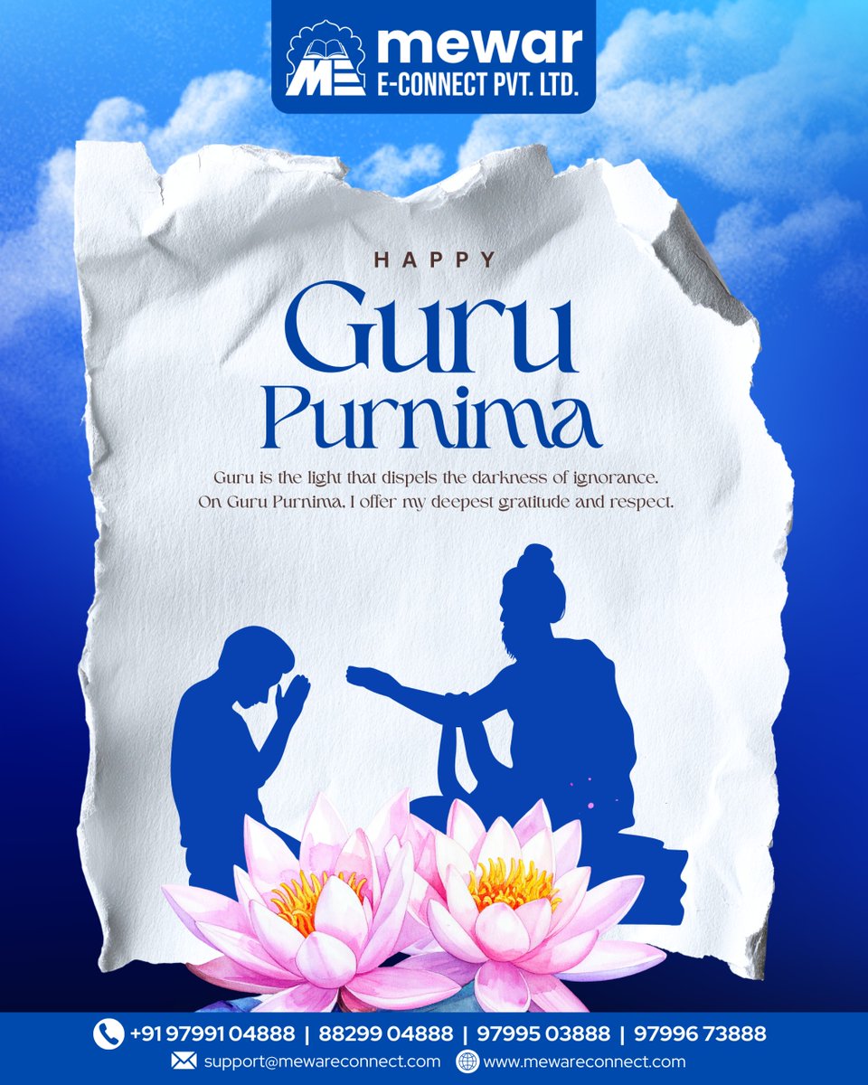 MewarEducation's tweet photo. On this #GuruPurnima, Mewar E-Connect expresses sincere gratitude to our respected Director, COO, GM, Head HR, and all senior leaders for their guidance, mentorship, and inspiration.
🙏 Happy Guru Purnima!
#MewarEConnect #Leadership #Mentorship #GuruPurnima https://t.co/CV9vEuBUox