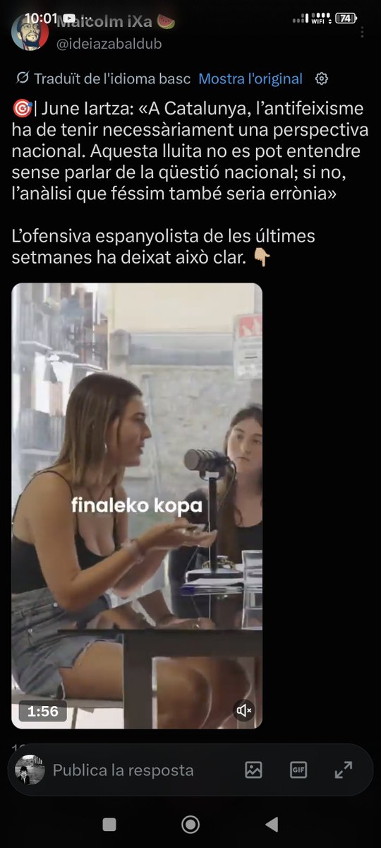 emonkast's tweet photo. @ideiazabaldub El traductor ha traduït Euskal Herrian per Catalunya... Tota una declaració d'intencions 🤩 https://t.co/UB5TP9bHyQ
