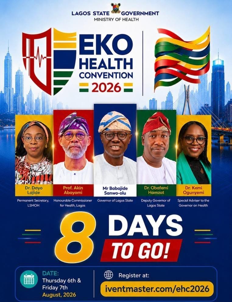 LSMOH's tweet photo. 🚀 8 DAYS TO GO

The future belongs to those who show up.
In 8 days, the brightest minds in healthcare, technology and policy will gather under one roof.

Don't just hear about it. Experience it.

 #EkoHealthConvention2026 #EHC2026 #LagosHealth #InnovationInHealth

@followlasg https://t.co/8aOUJeJKnY