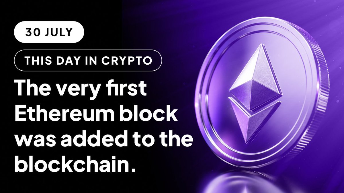 tradoor_io's tweet photo. On July 30, 2015, the very first Ethereum block was added to the blockchain. From that moment, anyone in the world could start building on Ethereum.

Why it mattered

Before Ethereum, blockchains were mainly used to transfer value. Ethereum introduced programmable smart contracts: code that runs automatically on a blockchain.

For the first time, developers could build decentralised applications directly on a blockchain, without relying on a central company.

Why it still matters today

Decentralised exchanges and lending protocols build on the smart contract model that Ethereum pioneered.

Nearly every time you swap a token, borrow crypto or trade on-chain today, you're benefiting from the smart contract model that Ethereum brought into the mainstream.